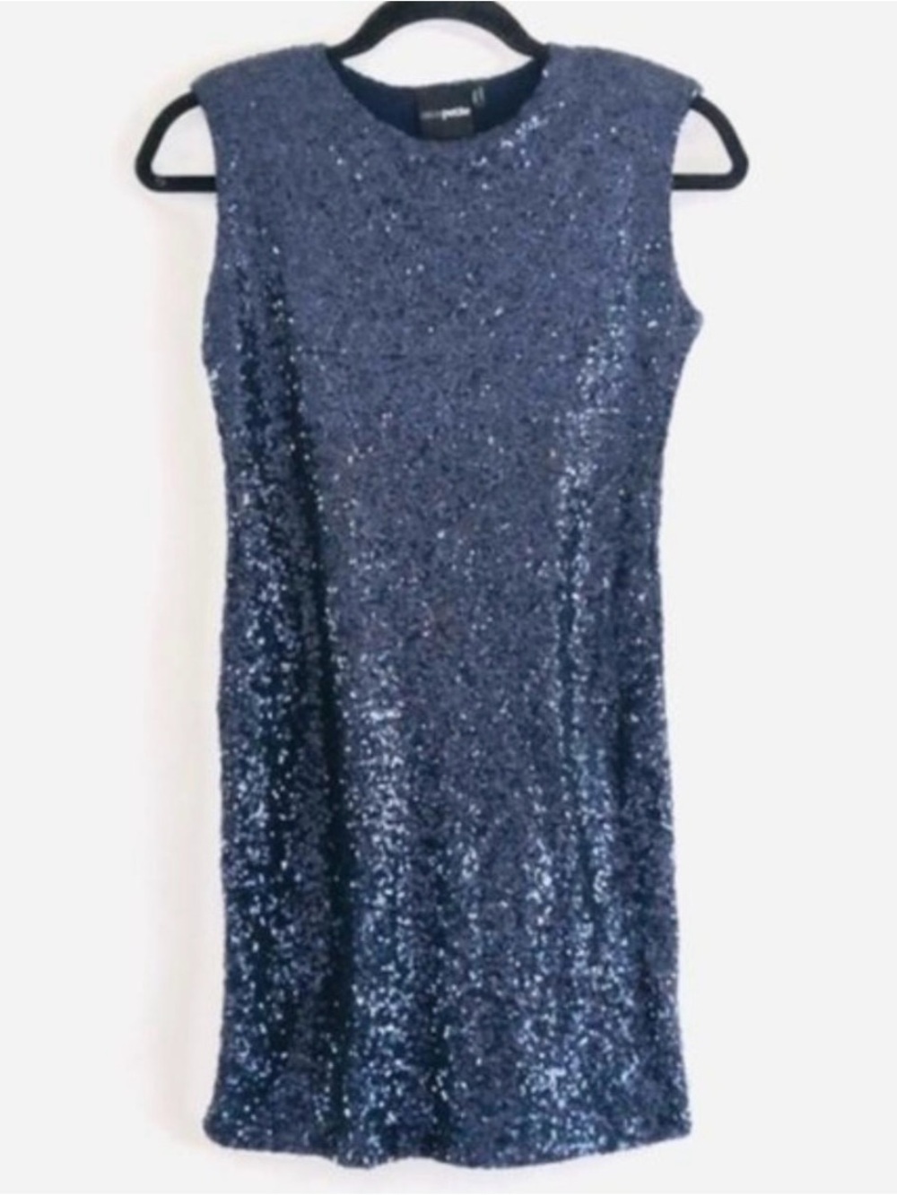 ASOS Petite Dress 6 Back Cut Out Sleeveless Navy Sequin Party Mini
